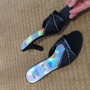 Sparkle embellished peep toe heels